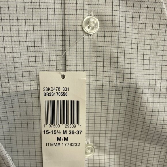 NEW Calvin Klein Men's M Button Down  Dress Shirt White Checker Regular Fit - Picture 7 of 9